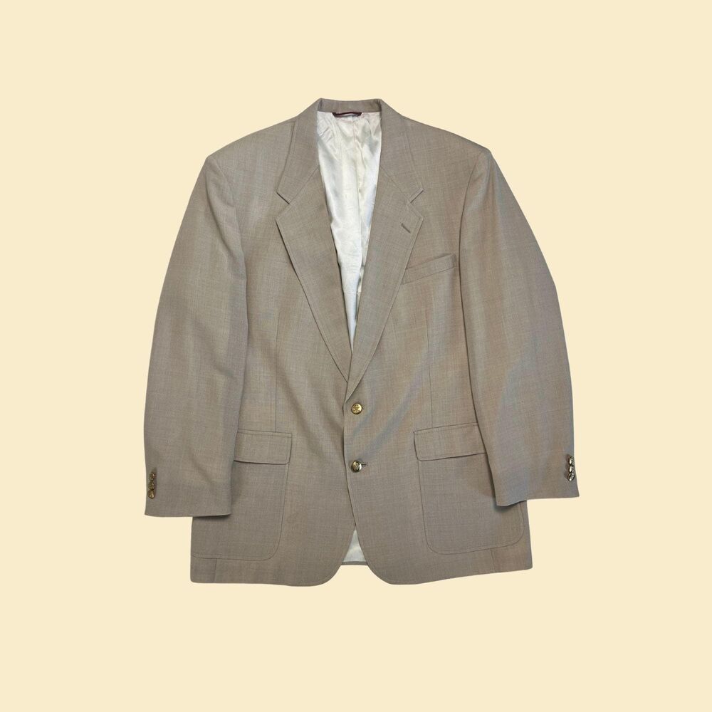 Vintage 80s/90s Maison Blanche sports coat, size 46XL beige mens blazer jacket